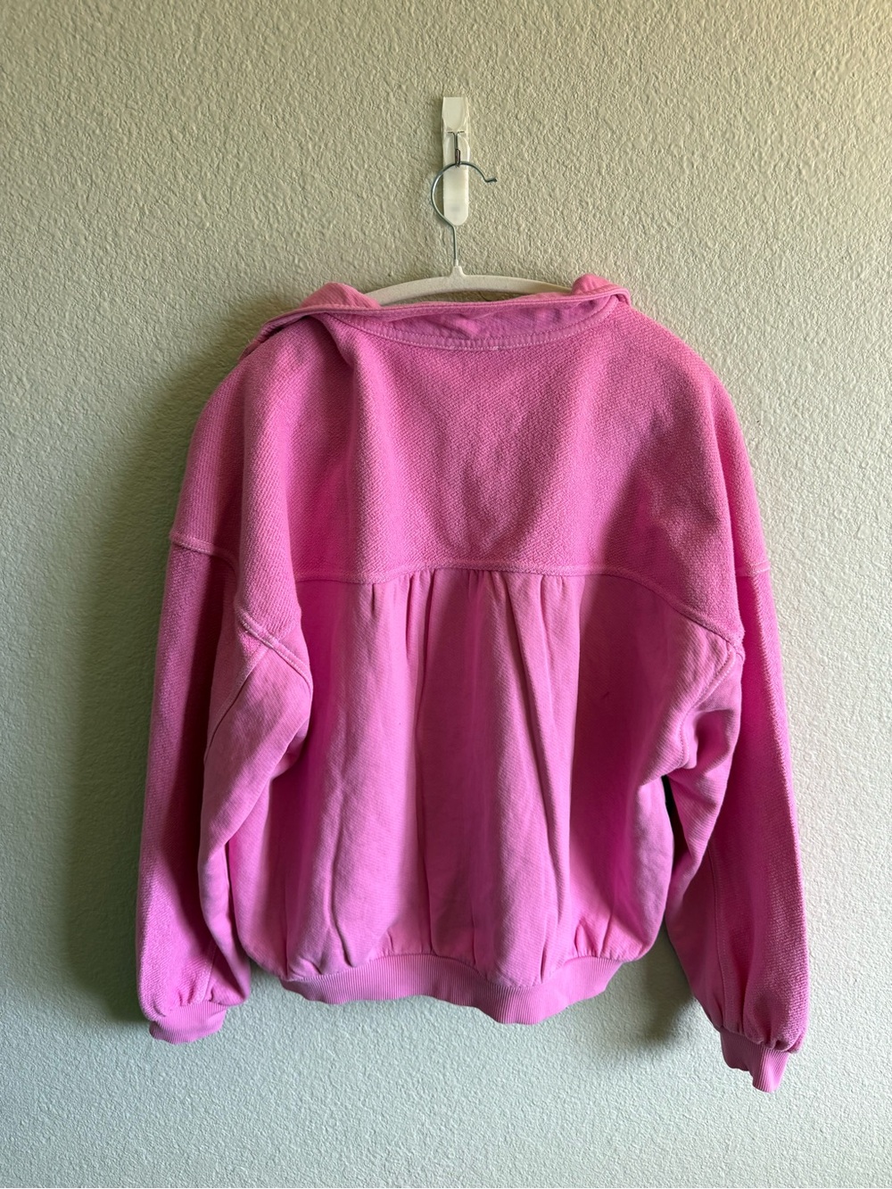 NWT Pilcro Anthropologie 100% Cotton Pink Button Front Popover Top Sweatshirt - Picture 7 of 8